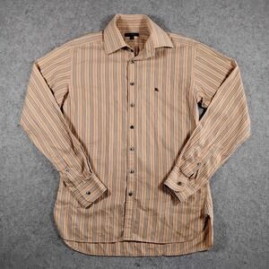 Burberry London Striped Button Down Shirt Mens 15/38 Medium Tan Vintage UK